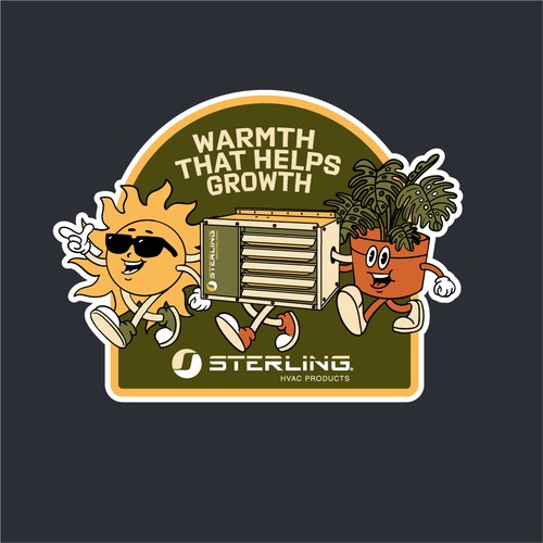 Sticker artwork with the title 'Sterling HVAC Products – Warmth That Helps Growth Sticker'