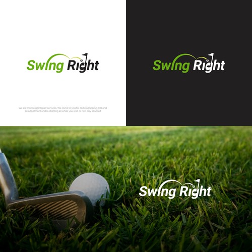 Sports apparel logo with the title 'Swing to the Right hole.'