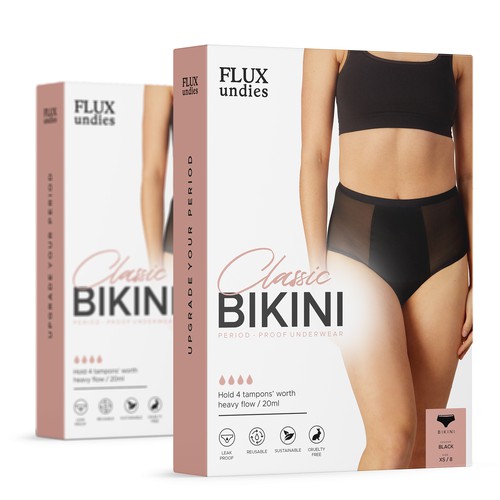 Underwear design with the title 'Classic Bikini packaging'