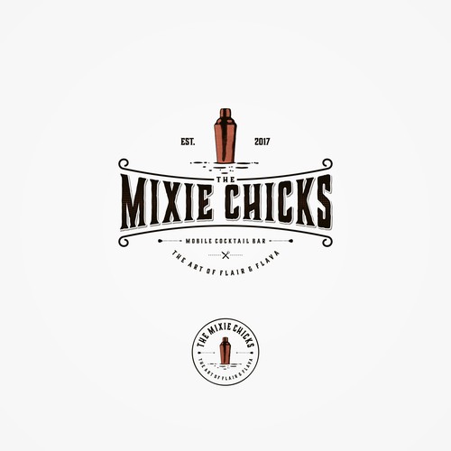 Cocktail logo with the title 'the mixie chicks'