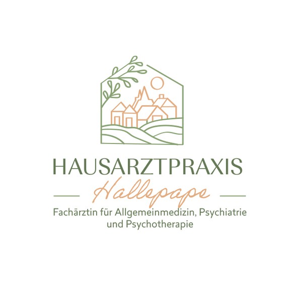 Village brand with the title 'Hausarztpraxis Hallepape'