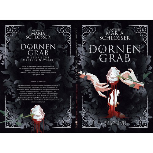 Medieval book cover with the title 'Dornen Grab'