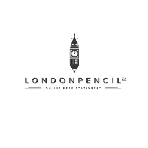 Tower logo with the title 'Logo for London Pencil Co launch in US'