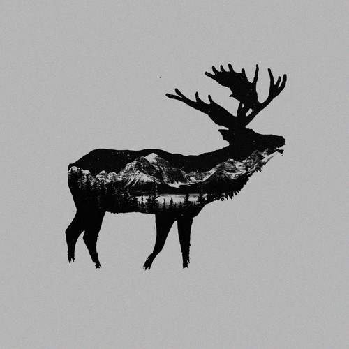 Hipster design with the title 'Outdoor Deer Mountain'