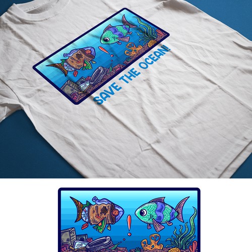 Earth t-shirt with the title 'Save the ocean'