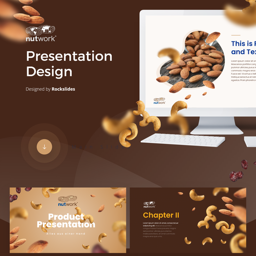 Startup design with the title 'Food and beverage presentation design'