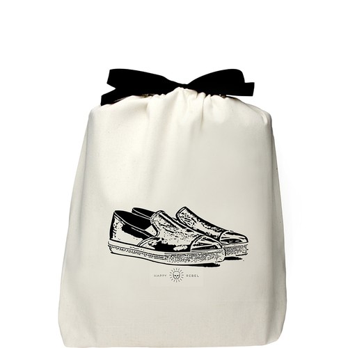 Travel illustration with the title 'Shoe bag'