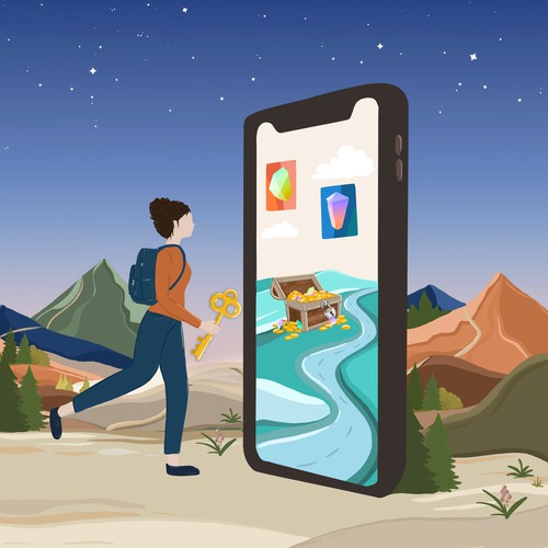 Flat design illustration with the title 'Illustrations for Mobile App'