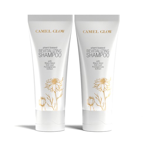 Shampoo packaging with the title 'Camel Glow'