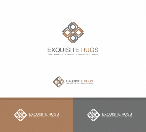 Brown and gray logo with the title 'EXQUISITE RUGS'