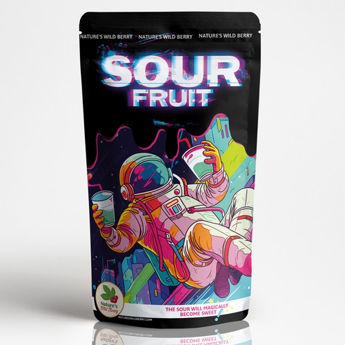 Funny packaging with the title 'Package for a sour fruit juice '