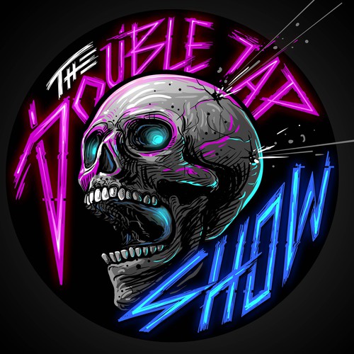 Neon design with the title 'THE DOUBLE TAP SHOW'