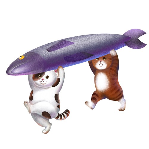 Fish artwork with the title 'Stealing Cats'