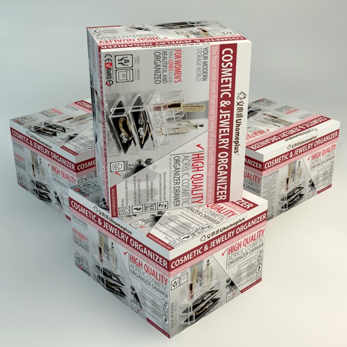 Makeup packaging with the title 'Design a Beautiful Box for Makeup Organizers.'