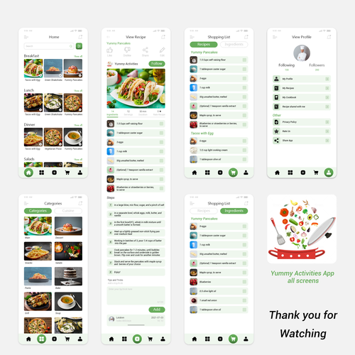 Attractive design with the title 'Yummy activities app'