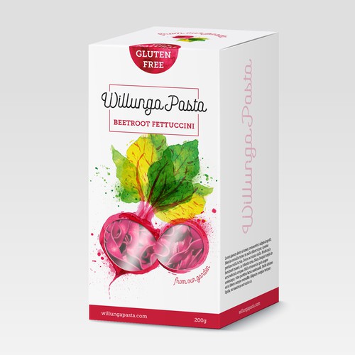 Pasta design with the title 'Packaging for gluten free pasta'