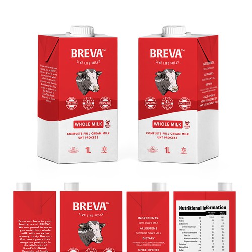 Milk packaging with the title 'Breva Milk Tetra Pak Box Packaging'