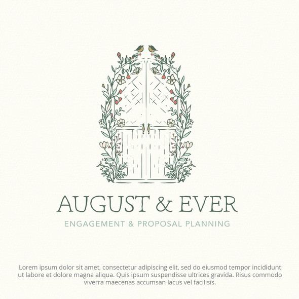 Wedding logo with the title 'August & Ever engagement & proposal planning'