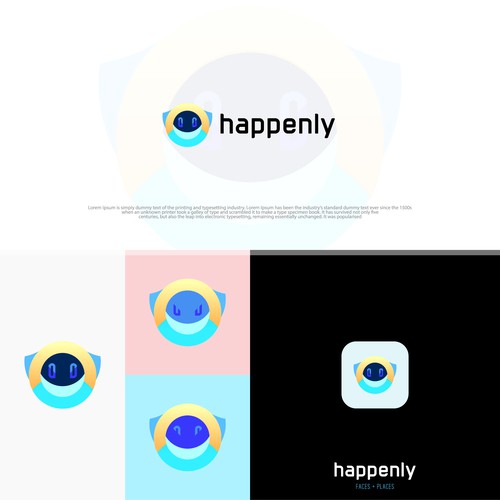 Expressive logo with the title 'Cute Logo concept for happenly'