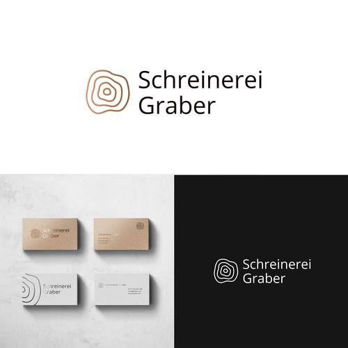 Copper logo with the title 'Logo für Schreinerei Graber'