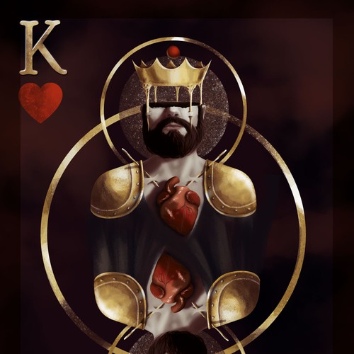 Surreal illustration with the title 'king of hearts'