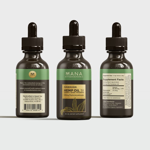 Hemp oil label with the title 'Design concept for Hemp oil'