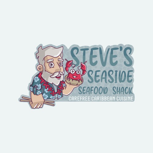 Seafood logo with the title 'Steve's Seaside Seafood Shack'