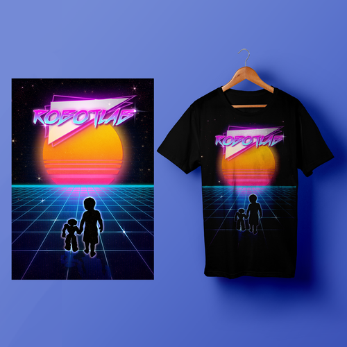 Robot t-shirt with the title 'Retrowave T-shirt design'