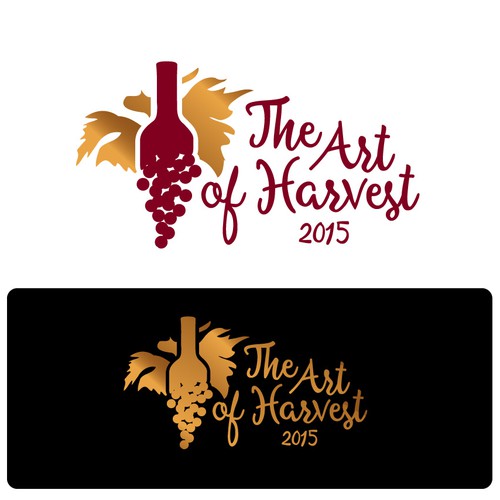 Red wine logo with the title 'Artistic logo our annual harvest party event t-shirts"The Art of Harvest'