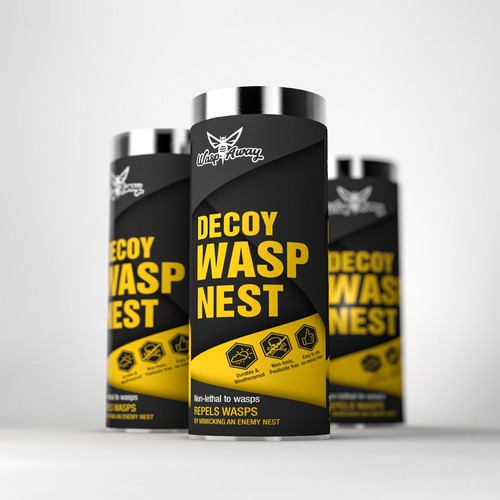 Eye-catching packaging with the title 'Modern package design for Wasp Away'
