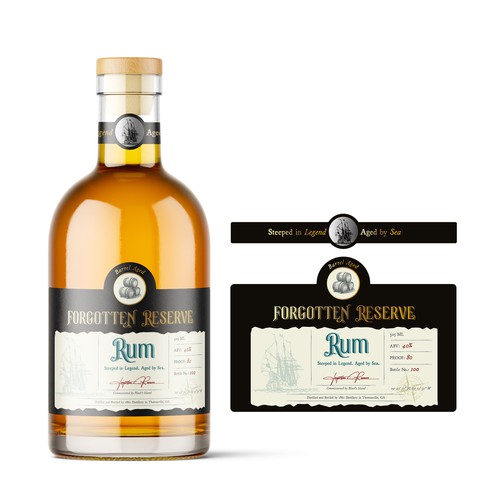 Gin packaging with the title 'Forgotten Reserve'