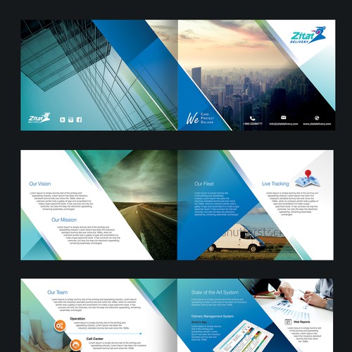 Sharp design with the title 'Delivery Services brochure'