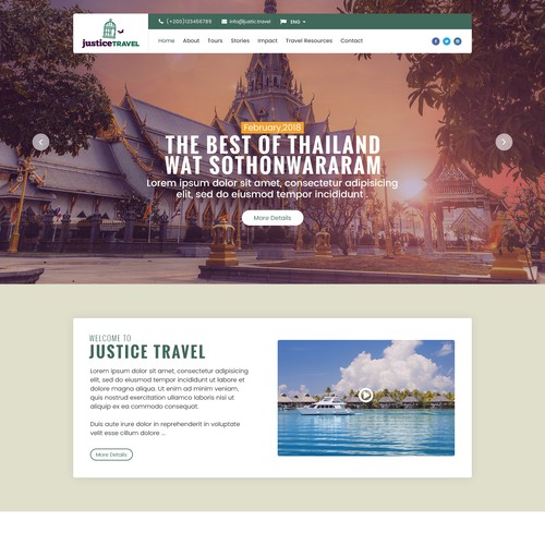 Tourism website with the title 'Justice-Travel_Home_Page'