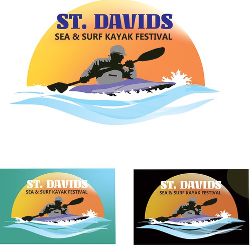 Kayaking logo with the title 'ST. DAVIDS, SEA & SURF KAYAK FESTIVAL'