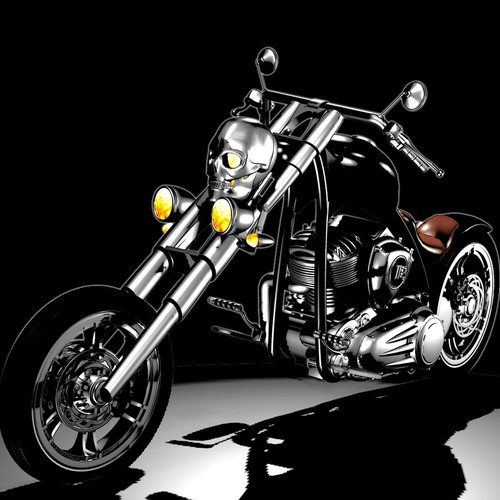 3D illustration with the title 'Custom motorcycle rendered from customizable 3D model file '