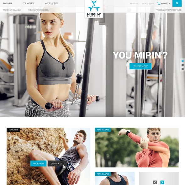 Gym website with the title 'Gym Clothing'