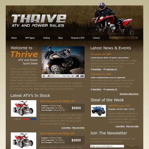 Sales website with the title 'Thrive ATV Website'
