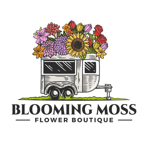 Flower design with the title 'Blooming Moss'