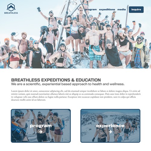 Wellness website with the title 'Modern, clean web-design for expedition company'