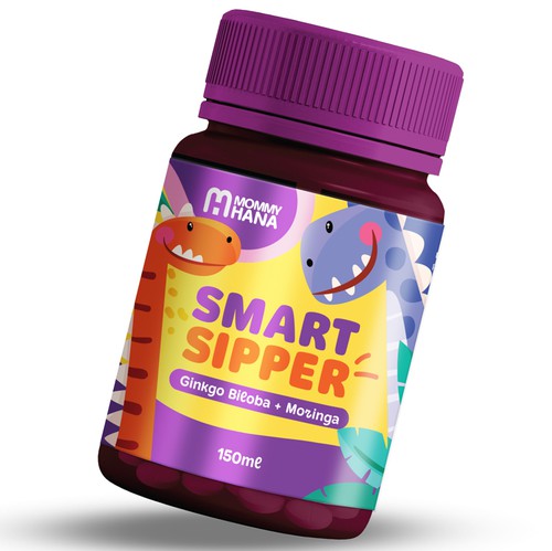 Kids label with the title 'Label design for kids supplement MommyHana'