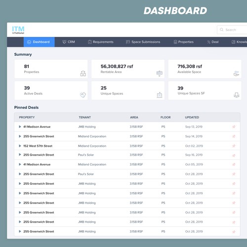 UX design with the title 'A marketplace for Agency and Landlord.'