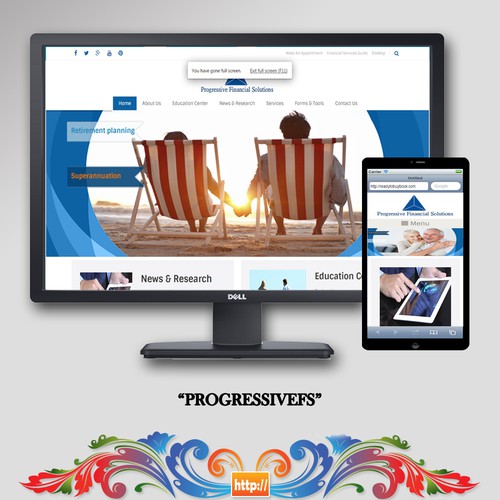 HTML5 website with the title 'Progressive financial solutions'