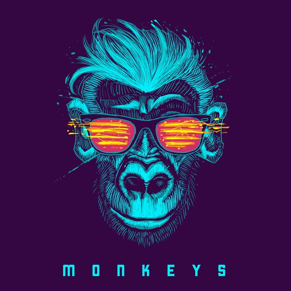 Album artwork with the title 'Monkeys - music album artwork'