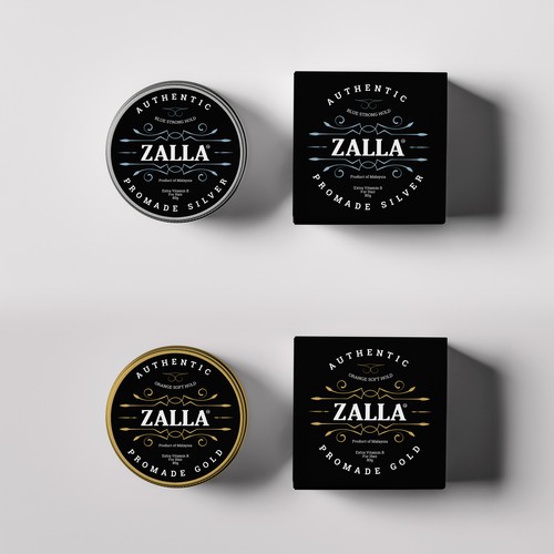 Men's fashion design with the title 'Product packaging for Zalla'