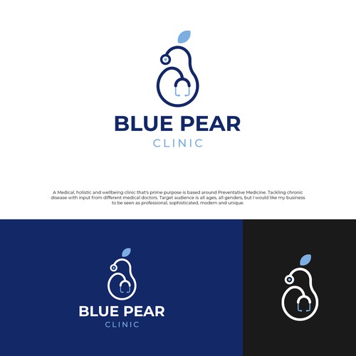 Pear logo with the title 'Logo design proposal'