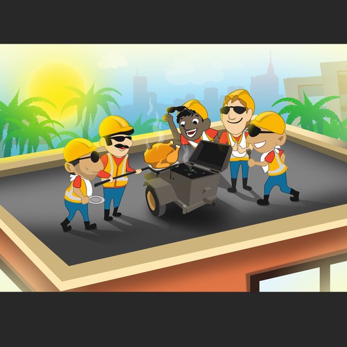Miami design with the title 'Fun ThanksGiving Illustration for Roofing company in Miami'