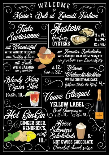 Chalkboard design with the title 'Menu board'