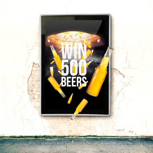 Ad design with the title 'Win 500 beers!'