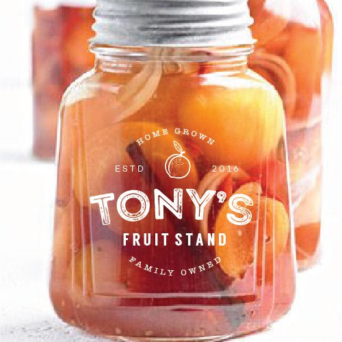 Peach logo with the title 'Logo concept for Tony's fruit stand'