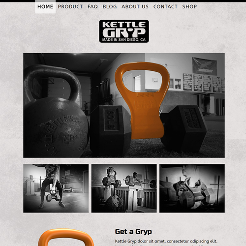 Black website with the title 'Website design for a new innovative fitness equipment'